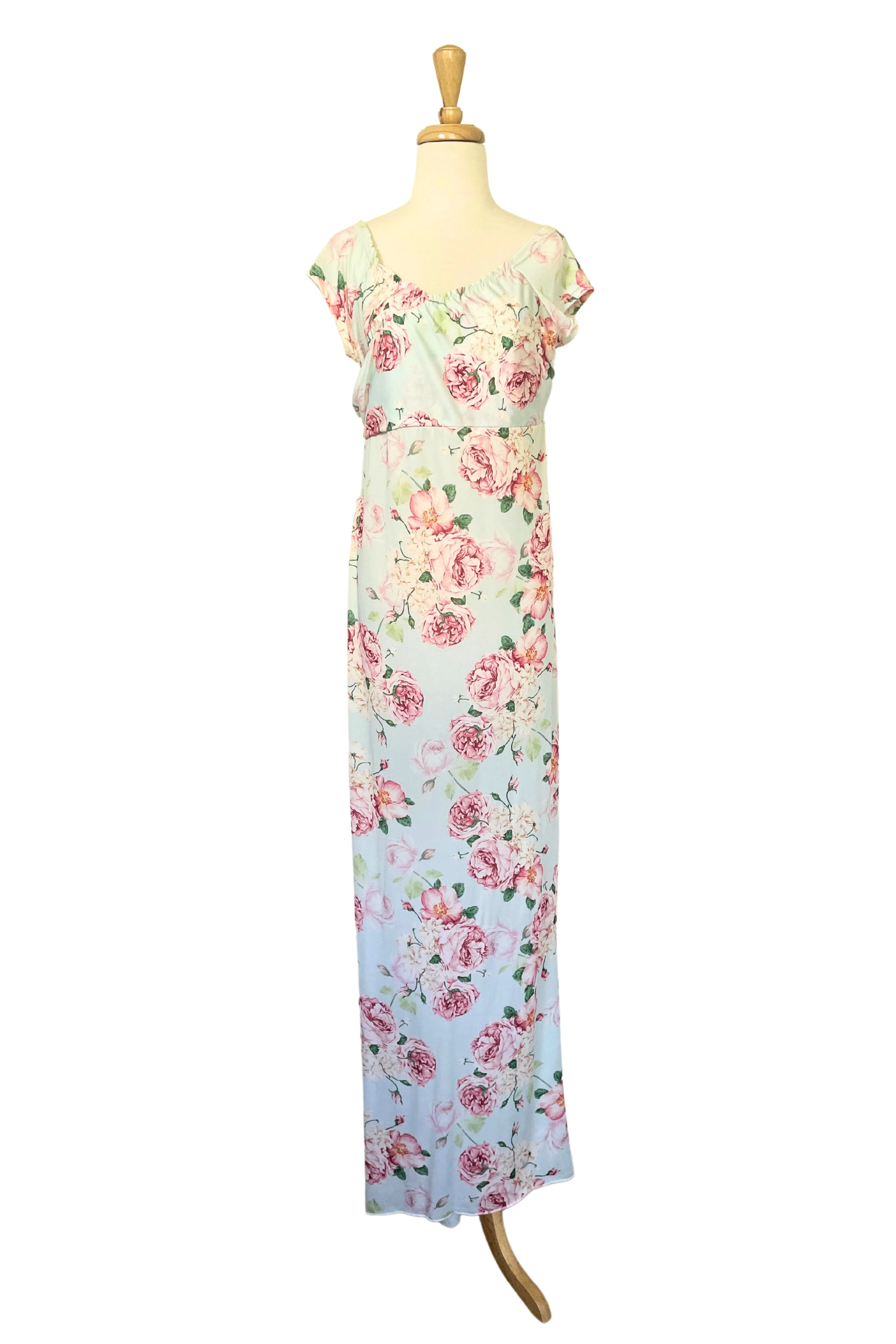 Gracie Mint Floral Fitted Maxi Dress