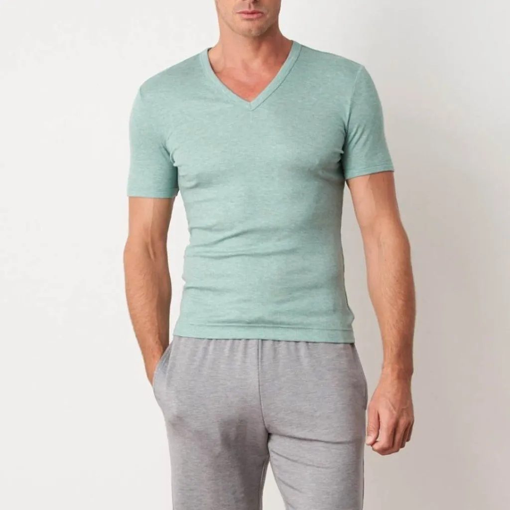 Green TENCEL™ Lyocell V Neck Tee (Made in Japan)