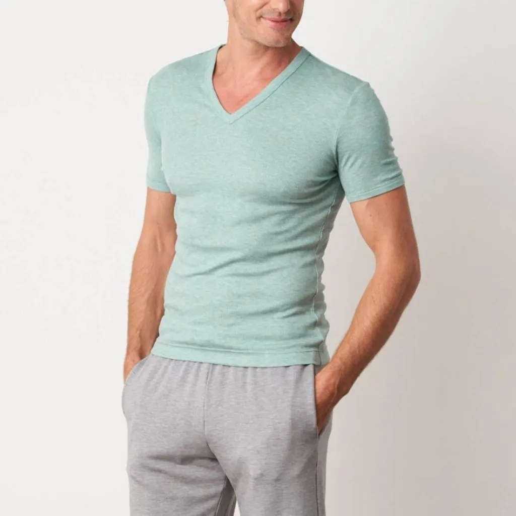 Green TENCEL™ Lyocell V Neck Tee (Made in Japan)