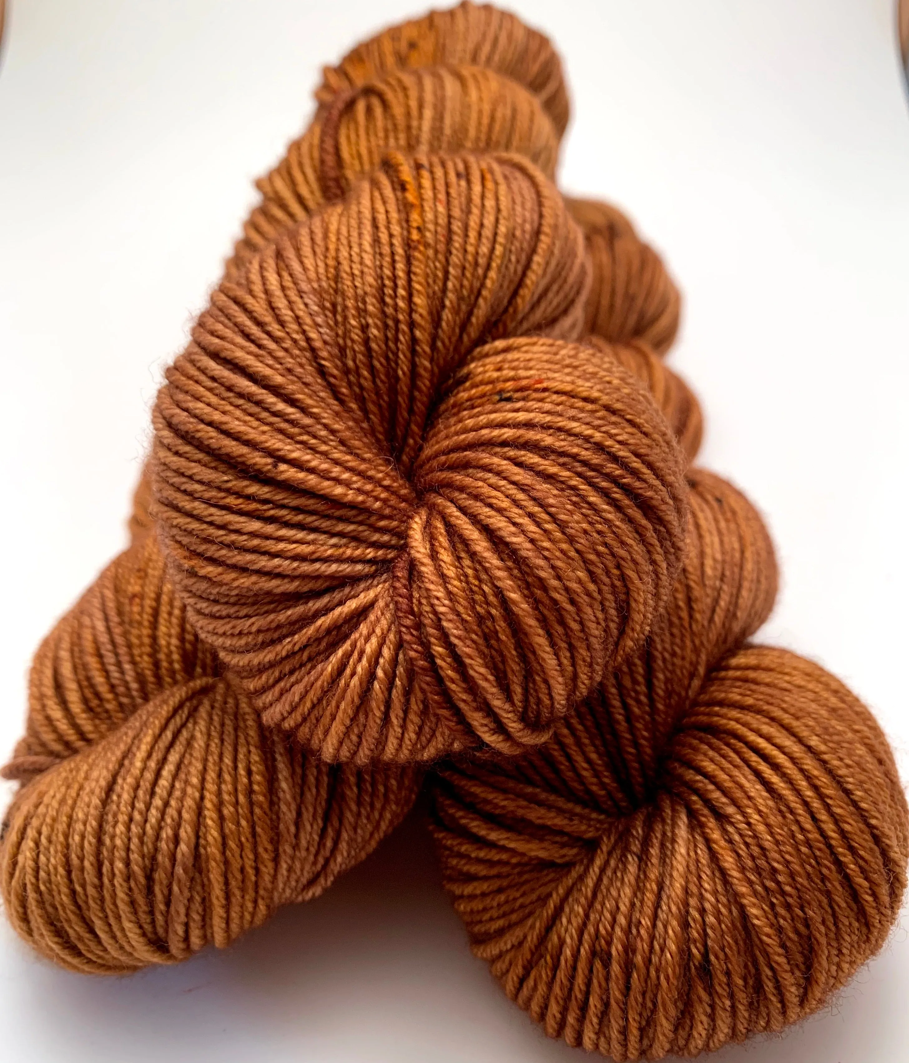 Hand Dyed Yarn "Just Rusted Enough" Rust Brown Copper Orange Gold Caramel Speckled Merino Worsted Superwash 218yds 100g