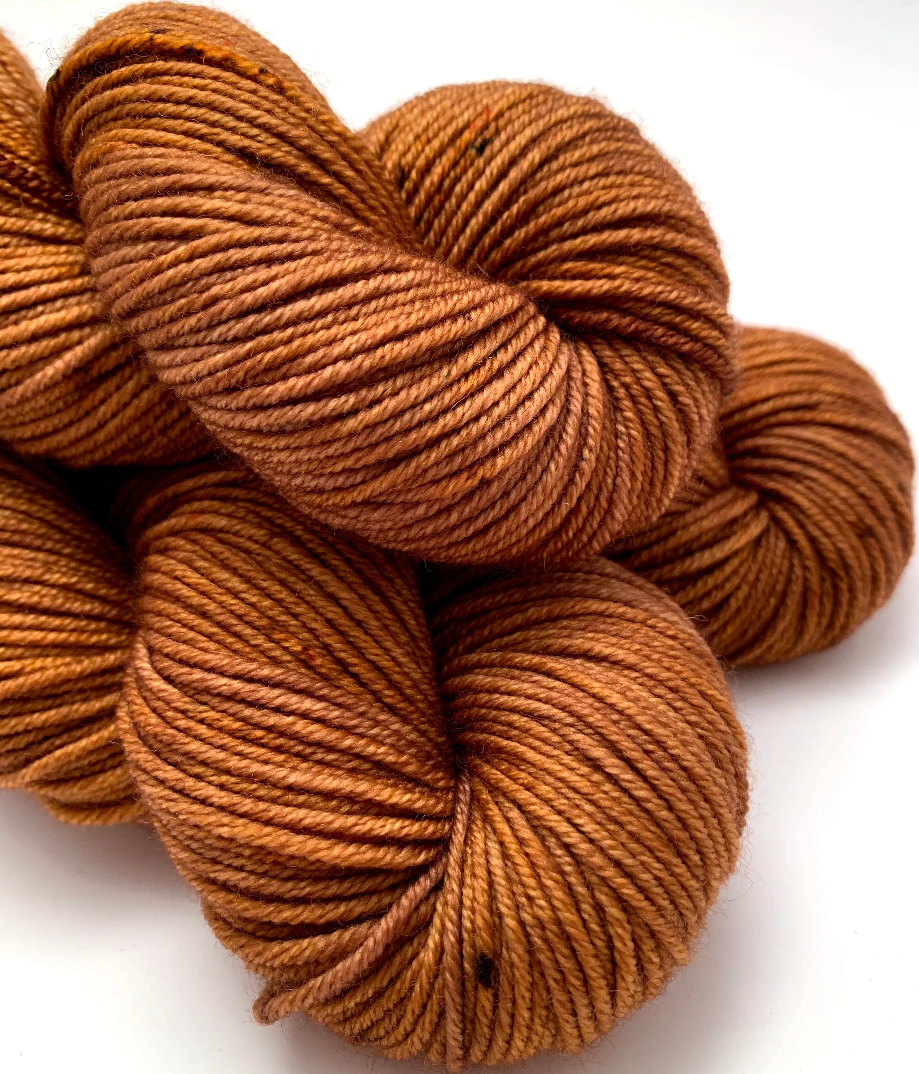 Hand Dyed Yarn "Just Rusted Enough" Rust Brown Copper Orange Gold Caramel Speckled Merino Worsted Superwash 218yds 100g