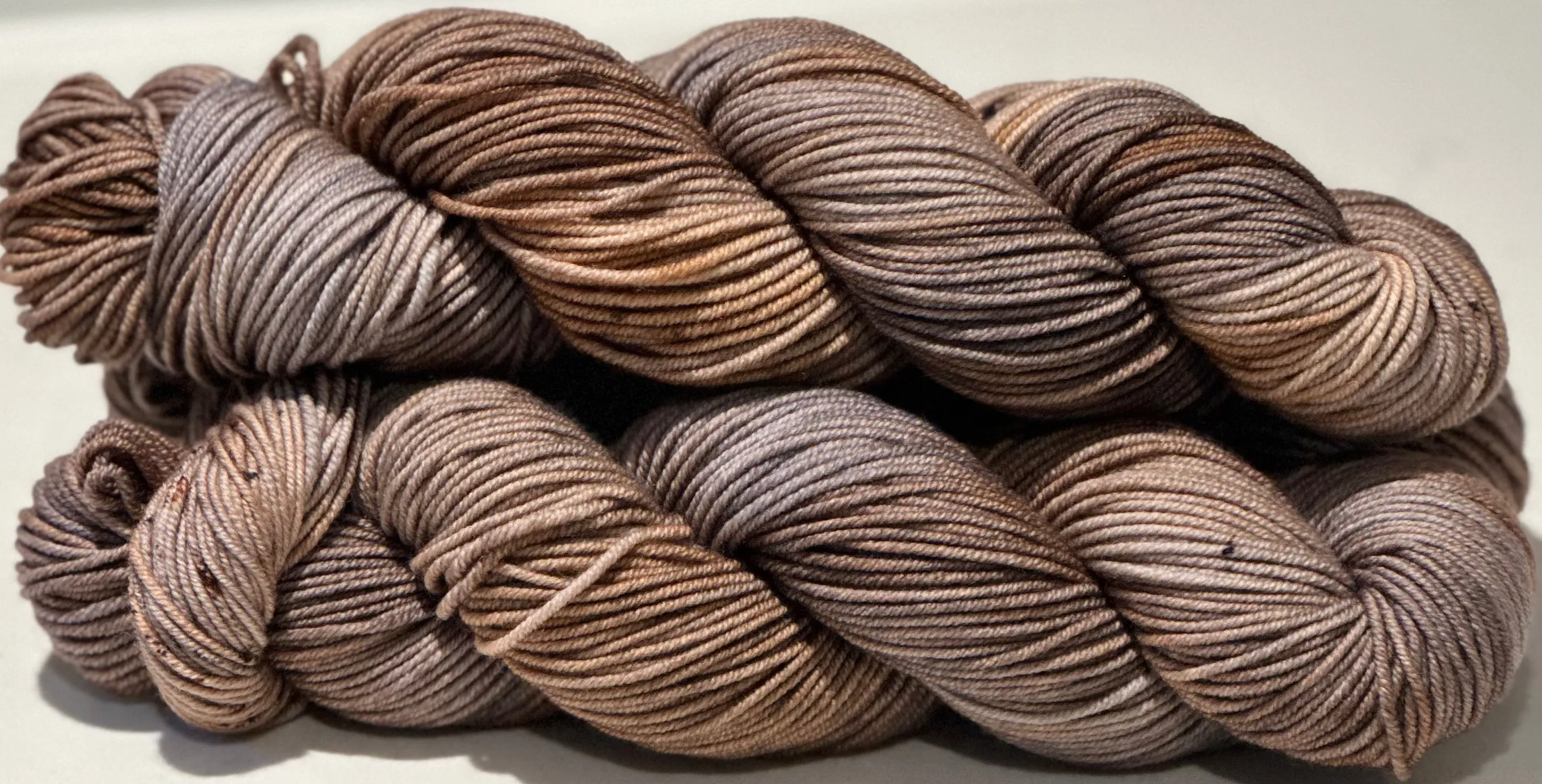 Hand Dyed Yarn "Whippoorwill" Grey Brown Copper Silver Tan Caramel Beige Black Speckled Merino Worsted Superwash 218yds 100g