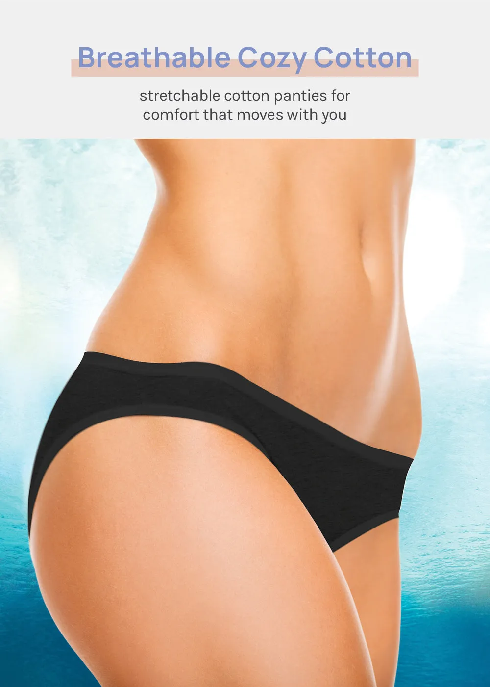 Her. Cotton Stretch Bikini - Black