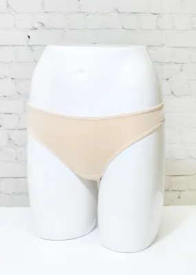 Her. Cotton Stretch Thong - Nude