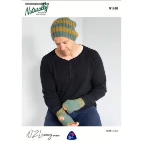 His Beanie and Fingerless Gloves Knitting Pattern (N1630)