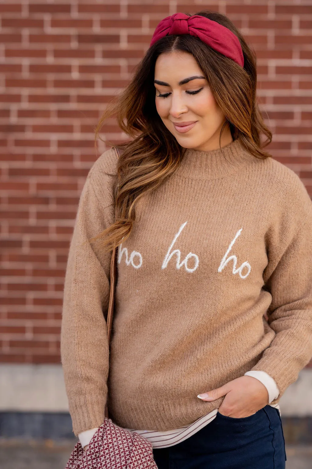 Ho Ho Ho Ribbed Trim Sweater