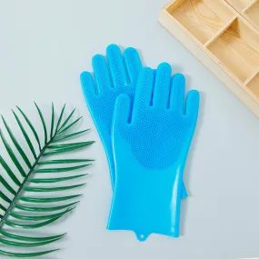 Homestic Multi-Purpose Silicon Gloves For Kitchen Cleaning, Pet Grooming & Gardening|Reusable Gardening Gloves|Heat Resistant For Better Protection|Non-Slippery & Durable |LG2002-2|Blue