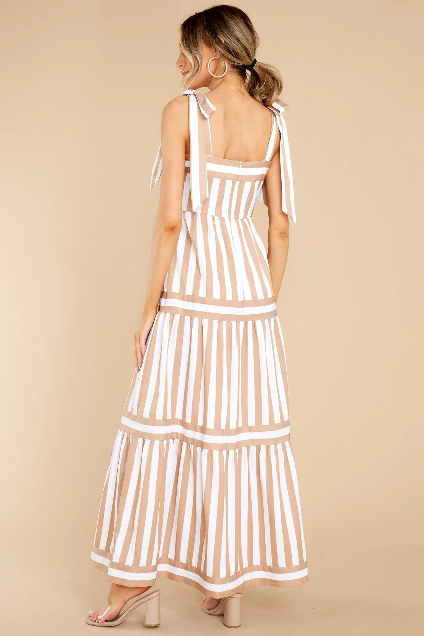 I'm With You Taupe Stripe Maxi Dress