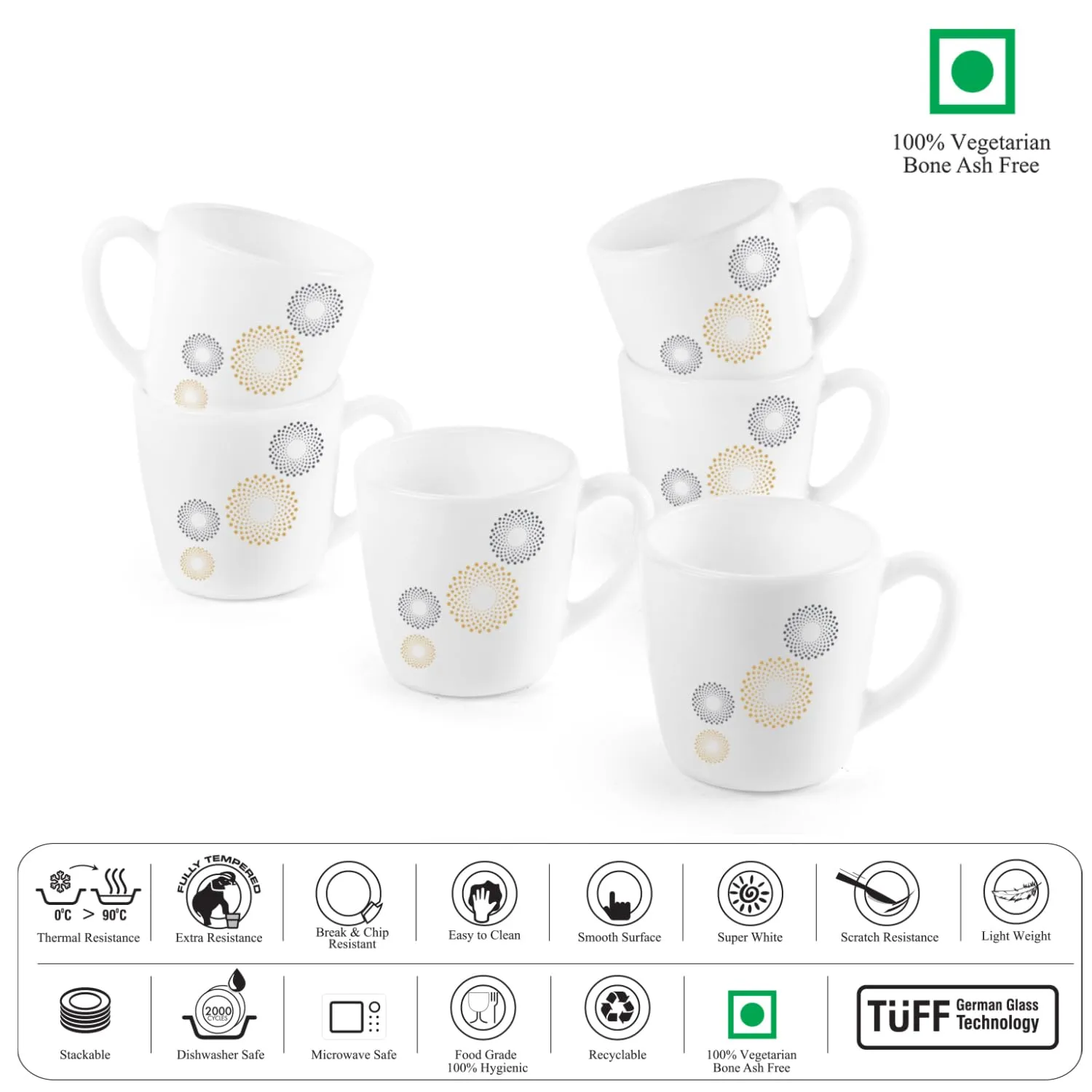 Imperial Crazy Dots Ricca Mugs, 6 Pieces