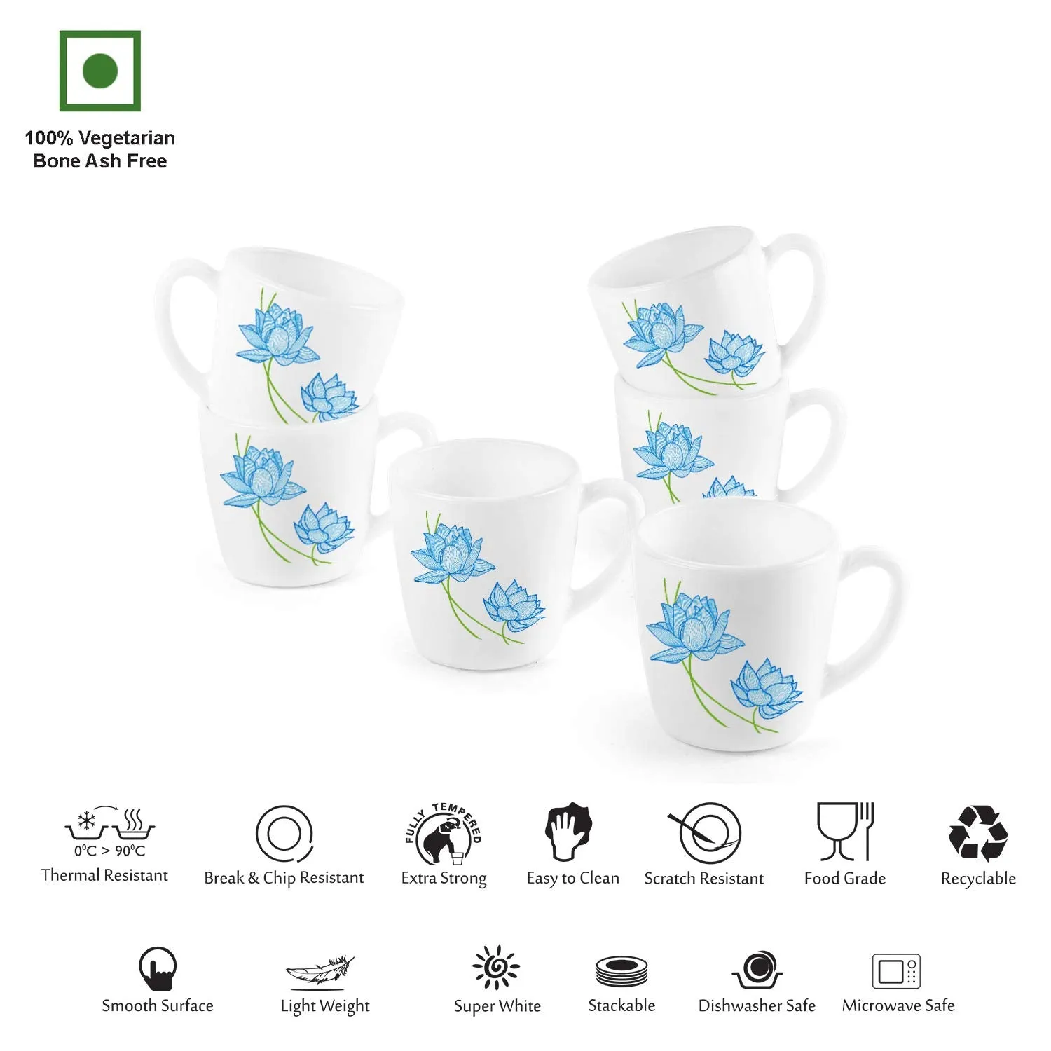 Imperial Neelkamal Ricca Mugs, 6 Pieces