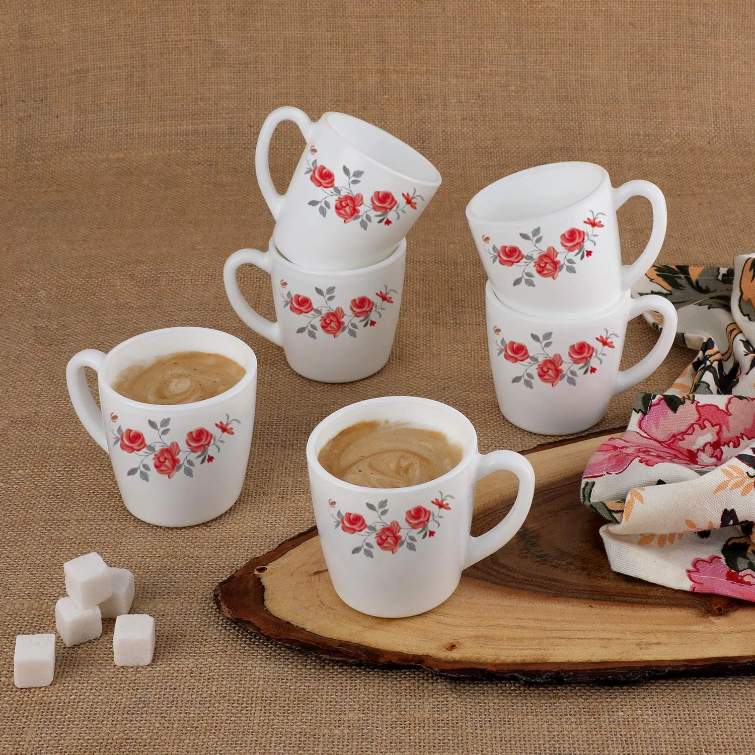 Imperial Red Rose Fantasy Ricca Mugs, 6 Pieces