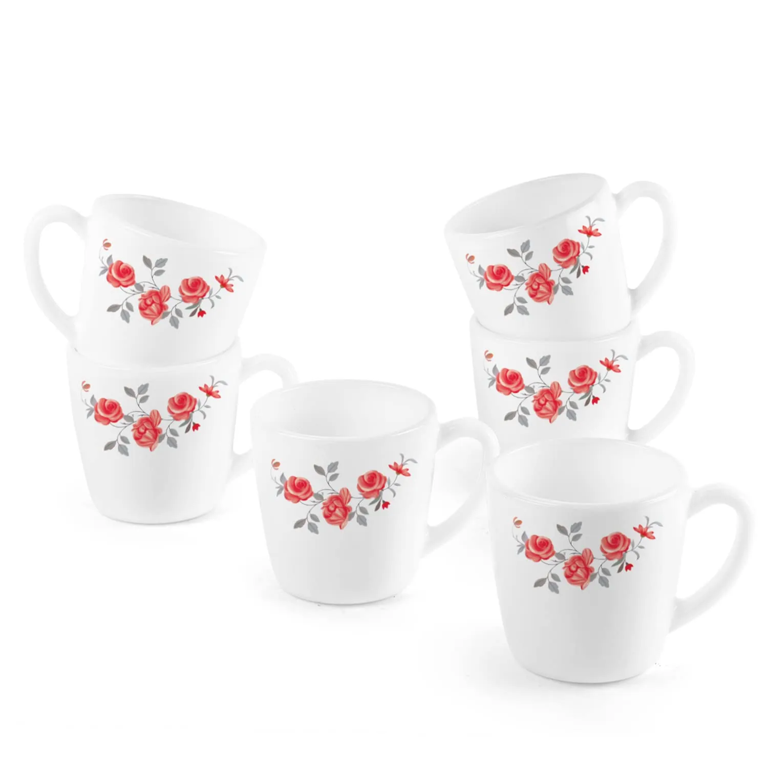 Imperial Red Rose Fantasy Ricca Mugs, 6 Pieces