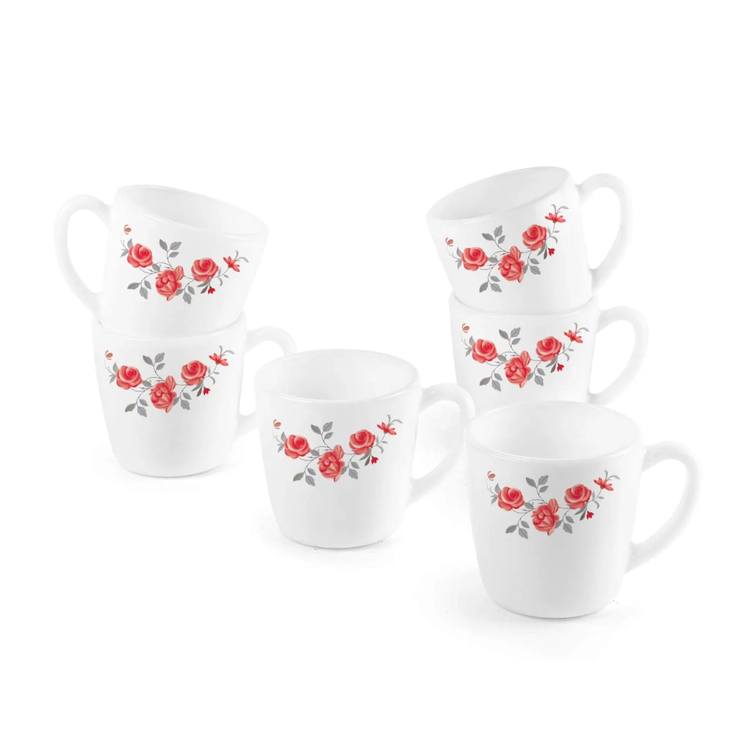 Imperial Red Rose Fantasy Ricca Mugs, 6 Pieces