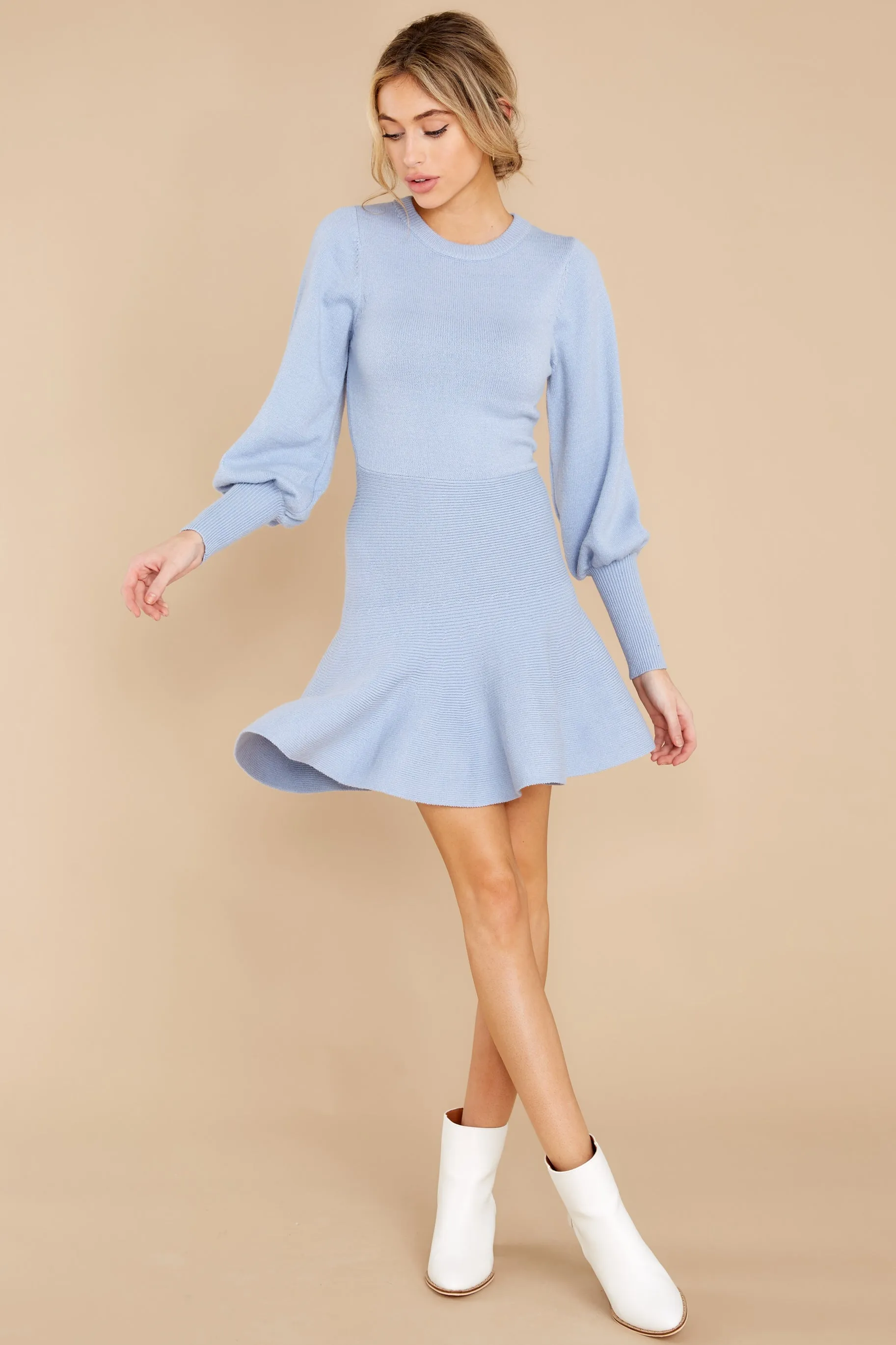 Into You Dusty Blue Sweater Dress