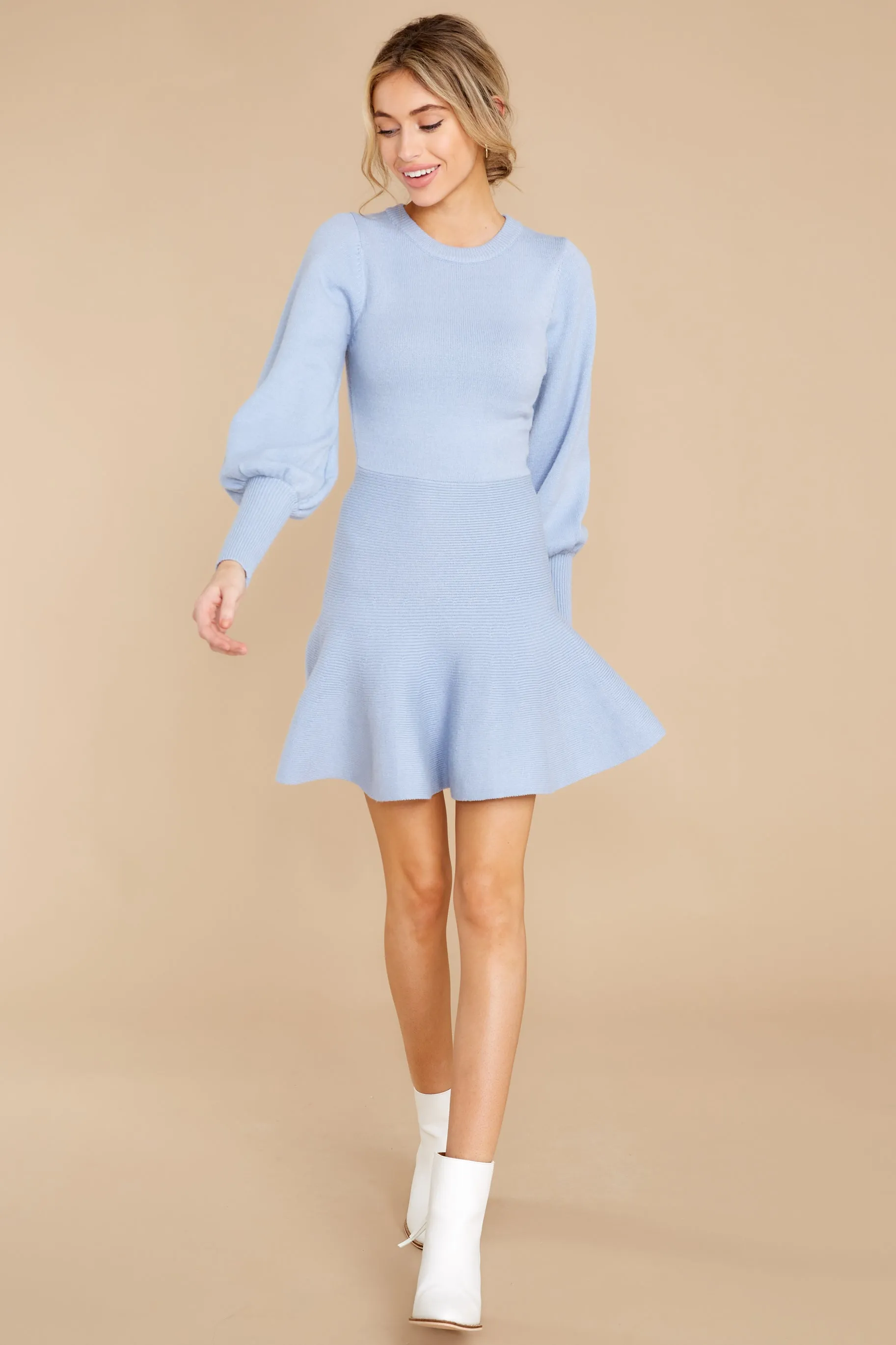 Into You Dusty Blue Sweater Dress