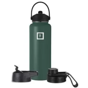 IRON FLASK 40oz Straw Stainless Steel Insulated Water Bottle 3 Lids, Green