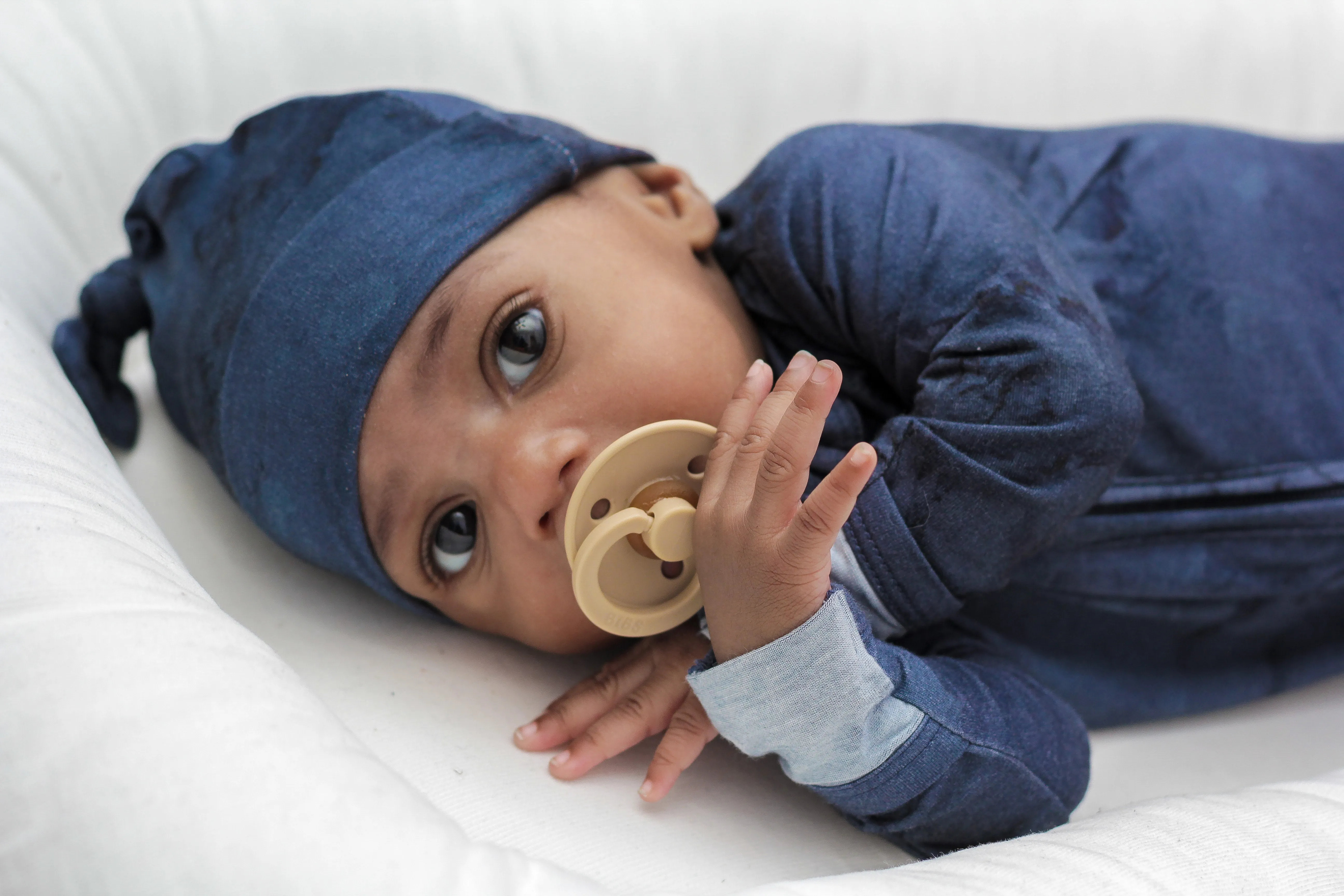 Jack Navy Marble Newborn knot hat