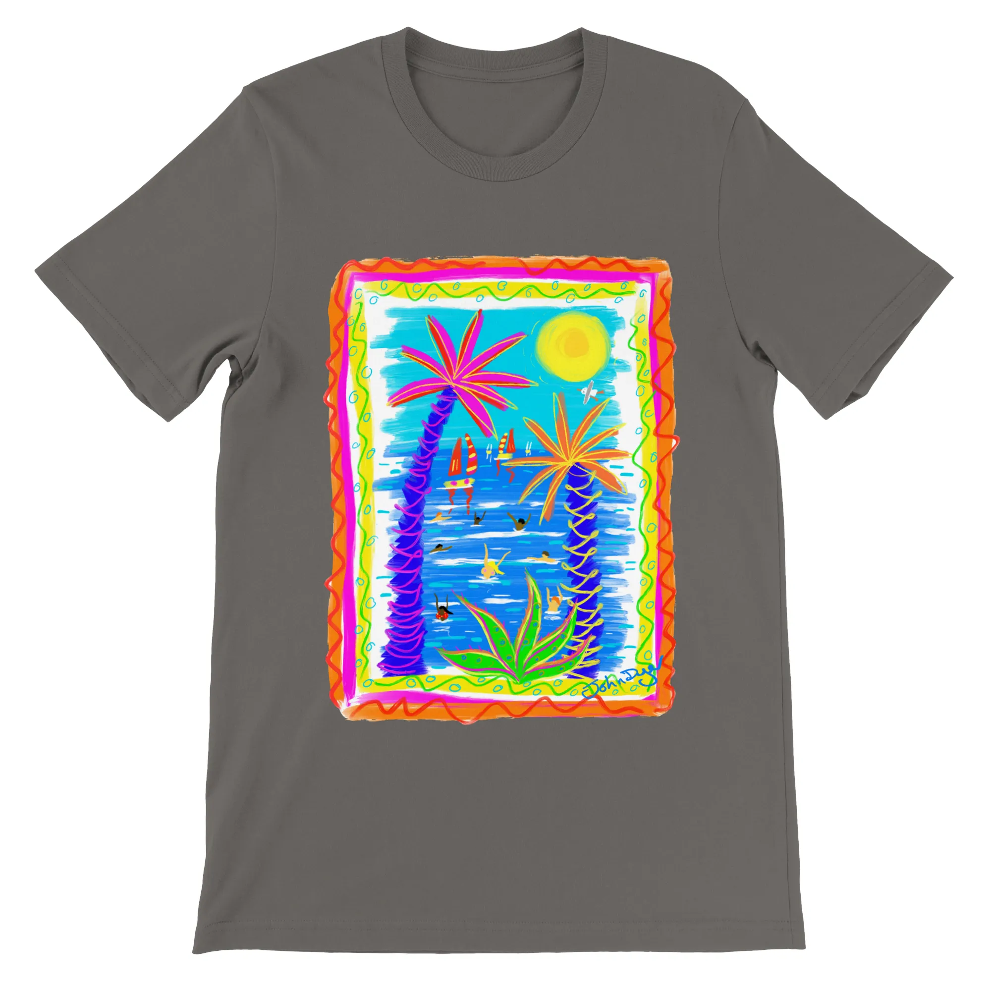 John Dyer Unisex Art T-Shirt. Tropical Bathers and Sunshine