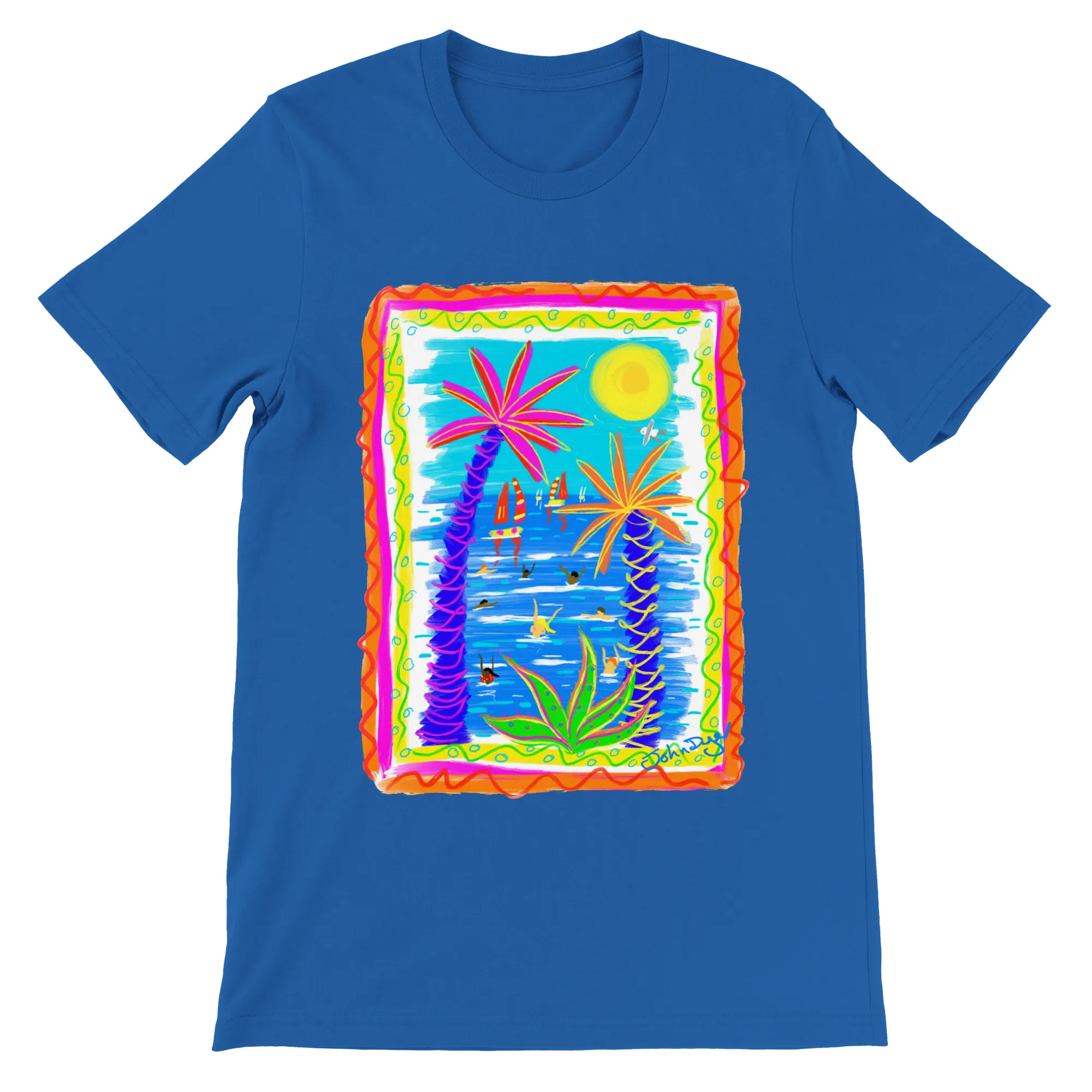 John Dyer Unisex Art T-Shirt. Tropical Bathers and Sunshine