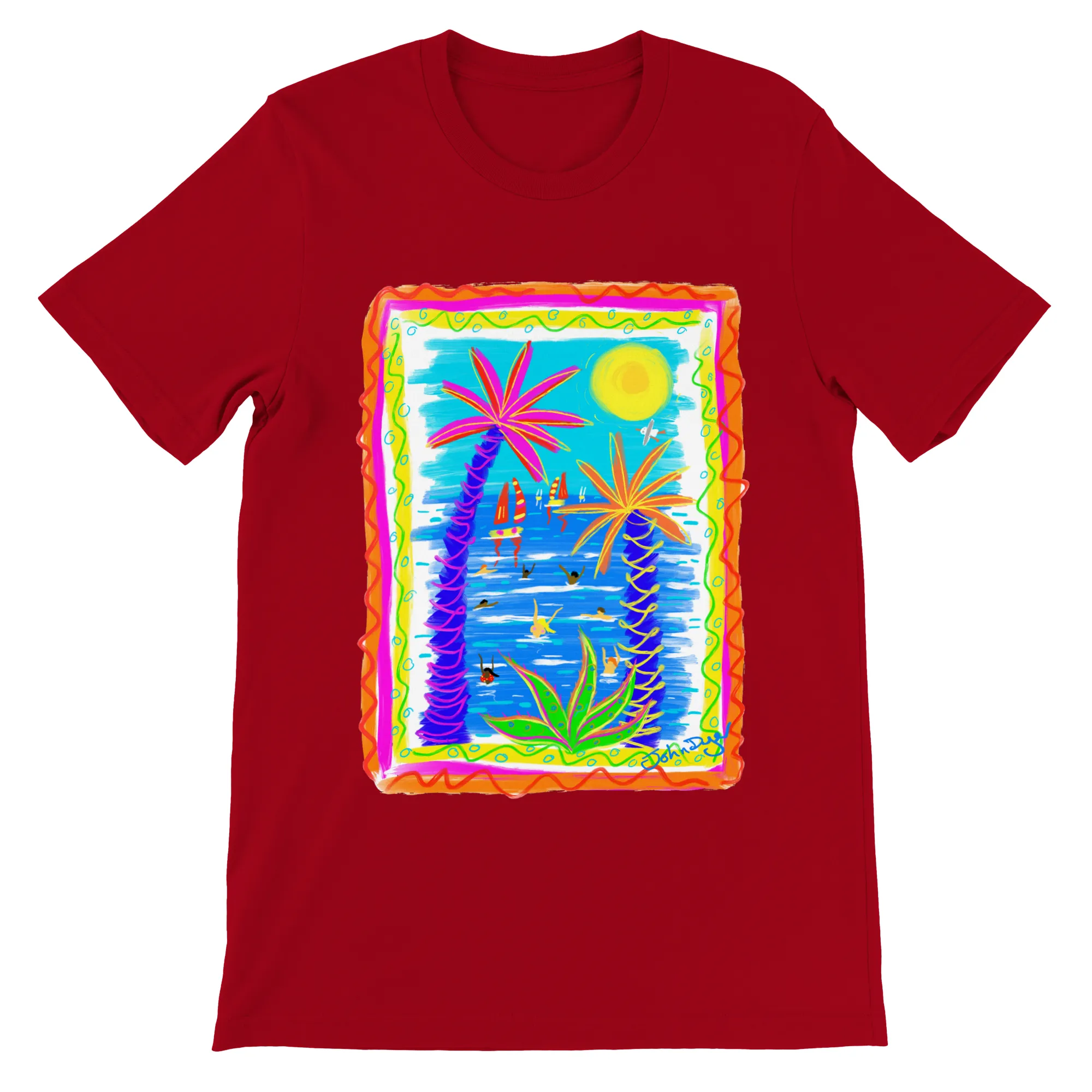 John Dyer Unisex Art T-Shirt. Tropical Bathers and Sunshine