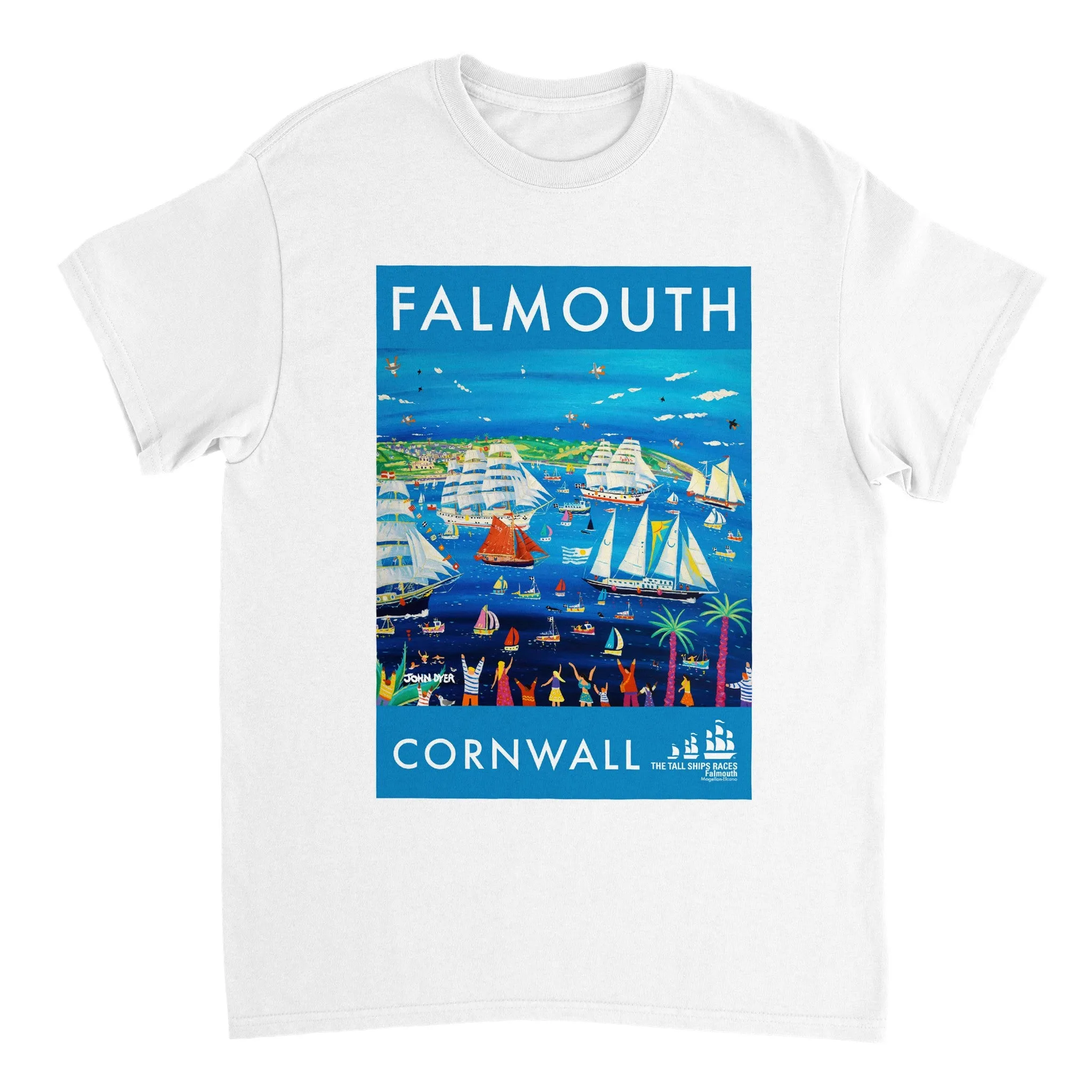 John Dyer Unisex Falmouth Tall Ships Art T-Shirt. 'Tall Ships and Small Ships 2023'. Cornwall Art Gallery