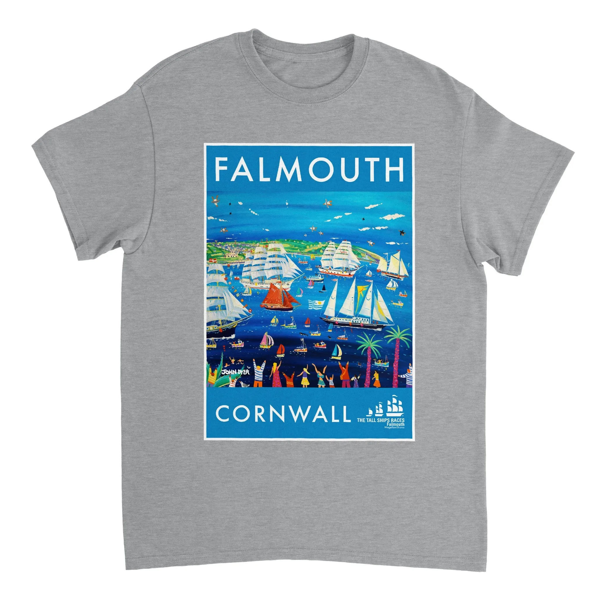 John Dyer Unisex Falmouth Tall Ships Art T-Shirt. 'Tall Ships and Small Ships 2023'. Cornwall Art Gallery