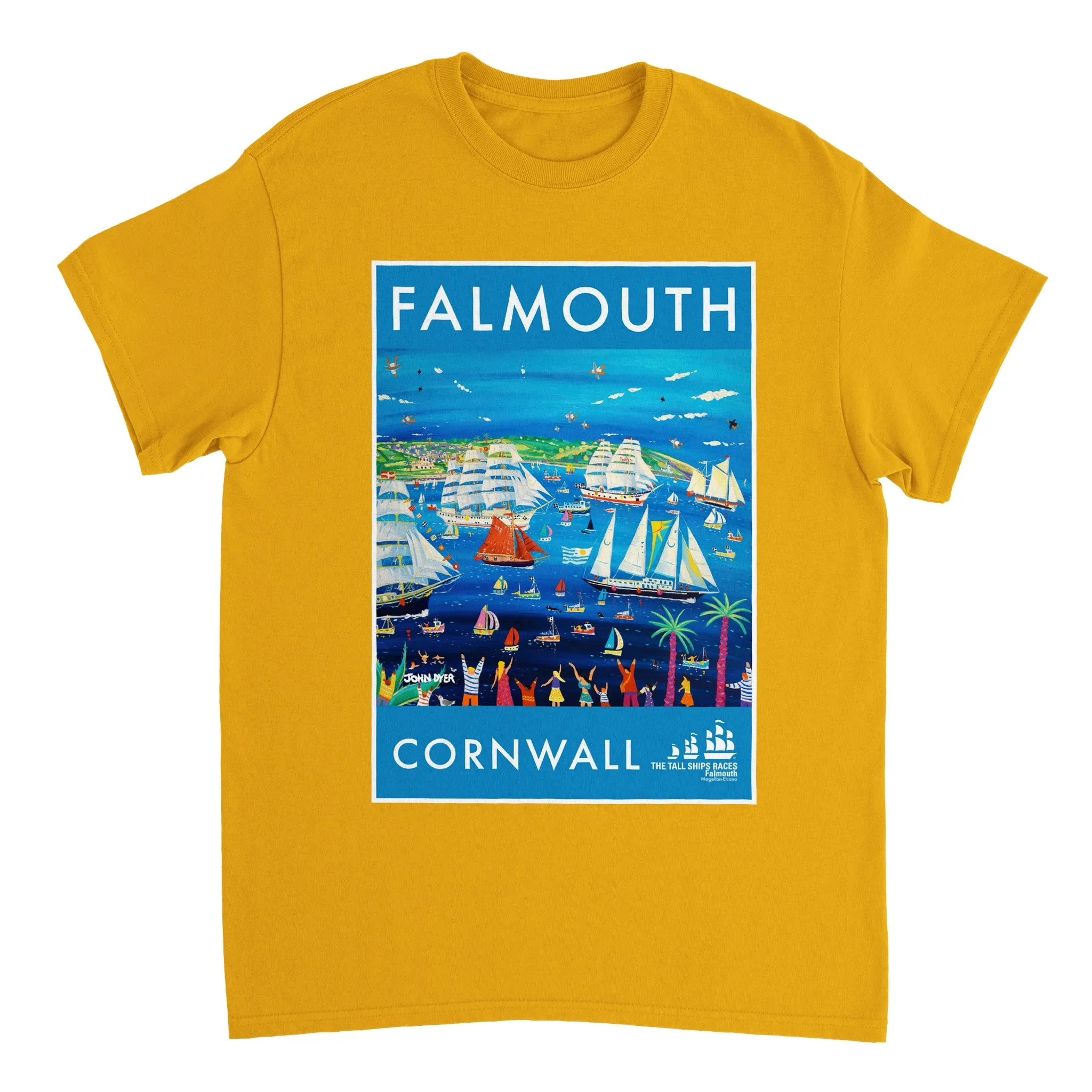 John Dyer Unisex Falmouth Tall Ships Art T-Shirt. 'Tall Ships and Small Ships 2023'. Cornwall Art Gallery