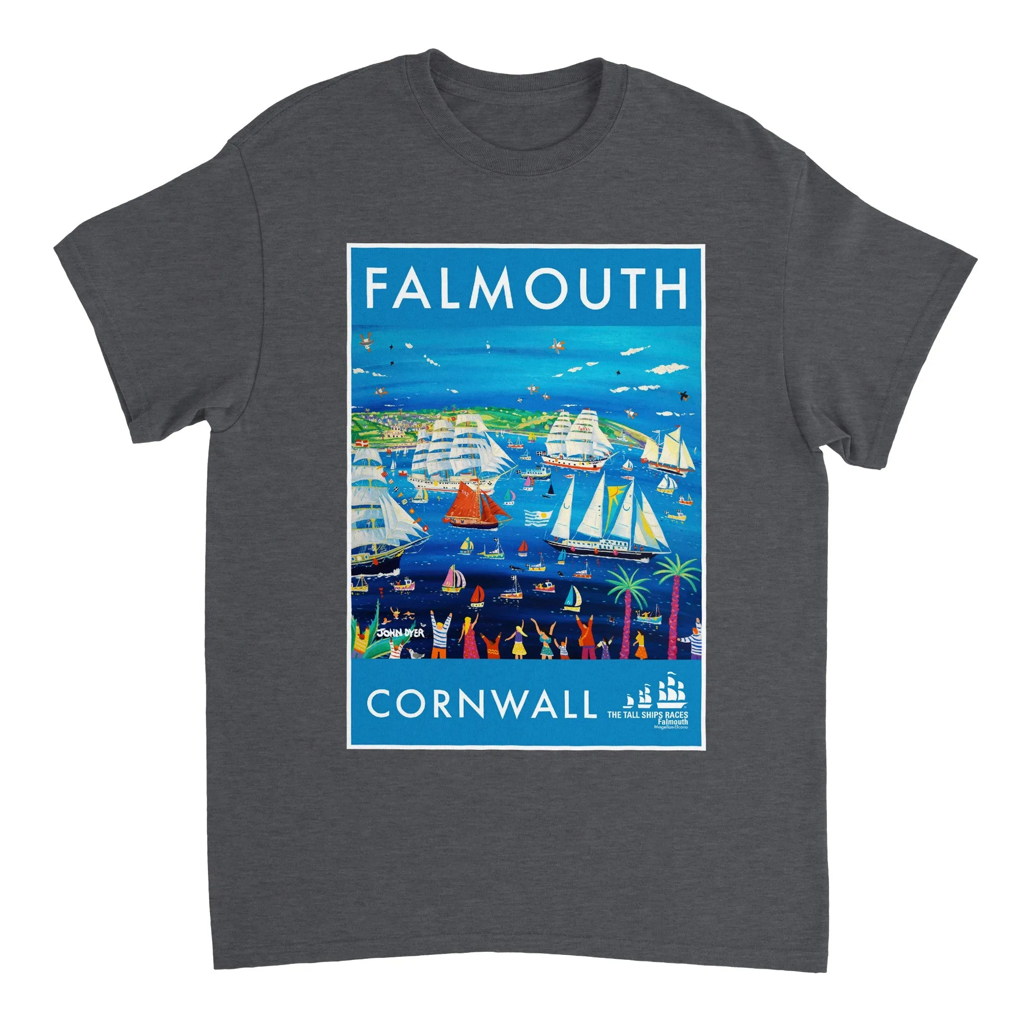 John Dyer Unisex Falmouth Tall Ships Art T-Shirt. 'Tall Ships and Small Ships 2023'. Cornwall Art Gallery