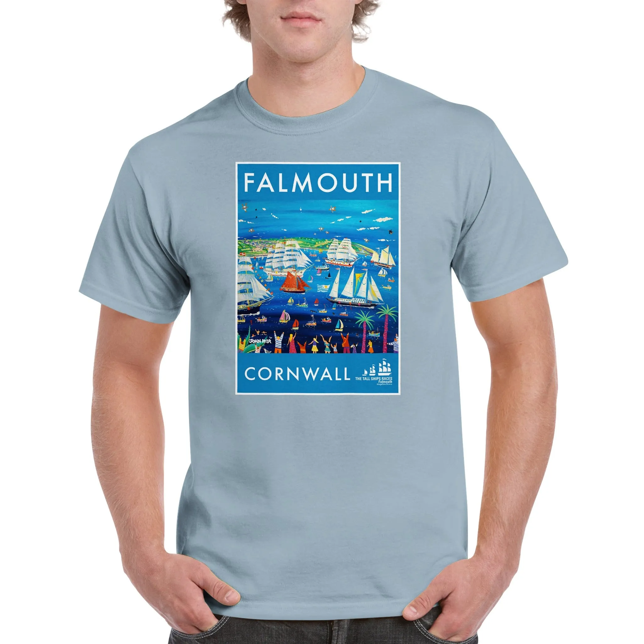 John Dyer Unisex Falmouth Tall Ships Art T-Shirt. 'Tall Ships and Small Ships 2023'. Cornwall Art Gallery