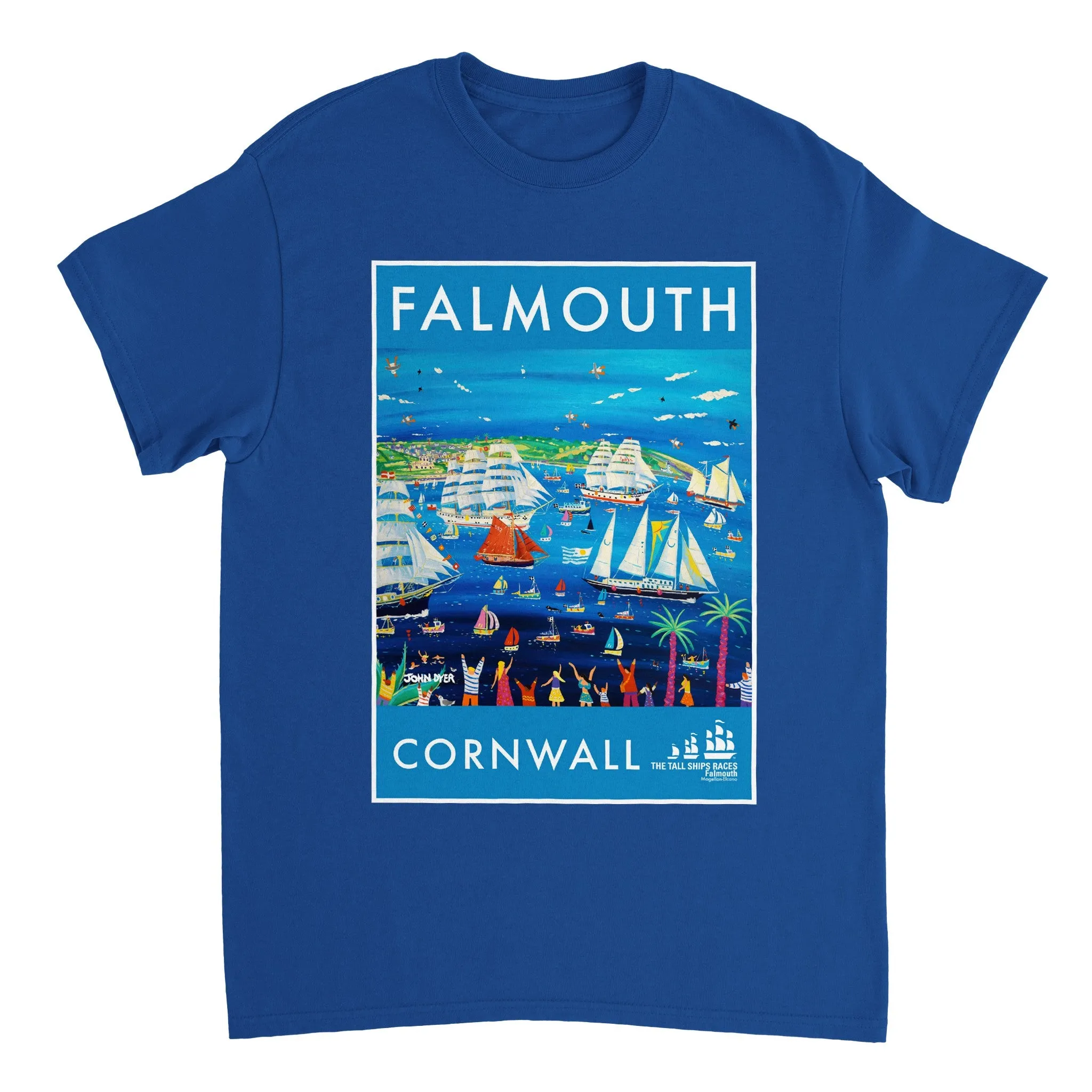 John Dyer Unisex Falmouth Tall Ships Art T-Shirt. 'Tall Ships and Small Ships 2023'. Cornwall Art Gallery