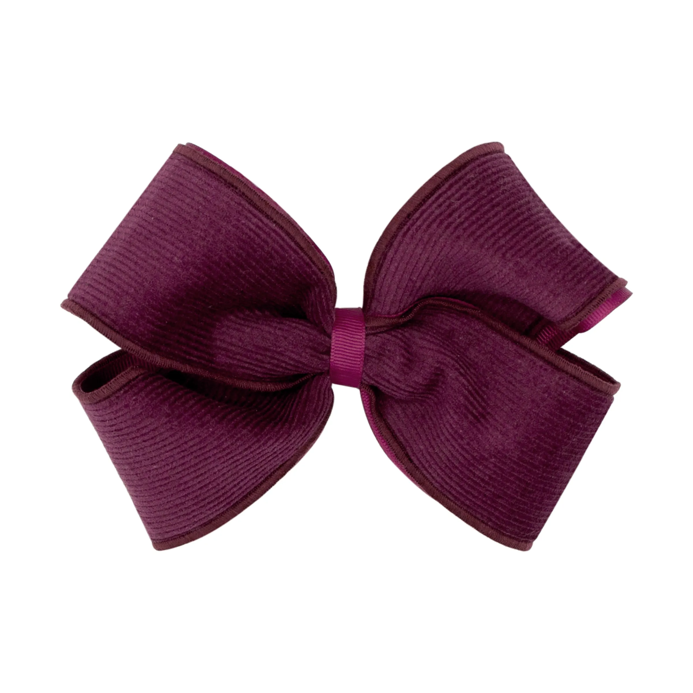 King Corduroy and Grosgrain Overlay Hair Bow on Clippie - 6 Colors