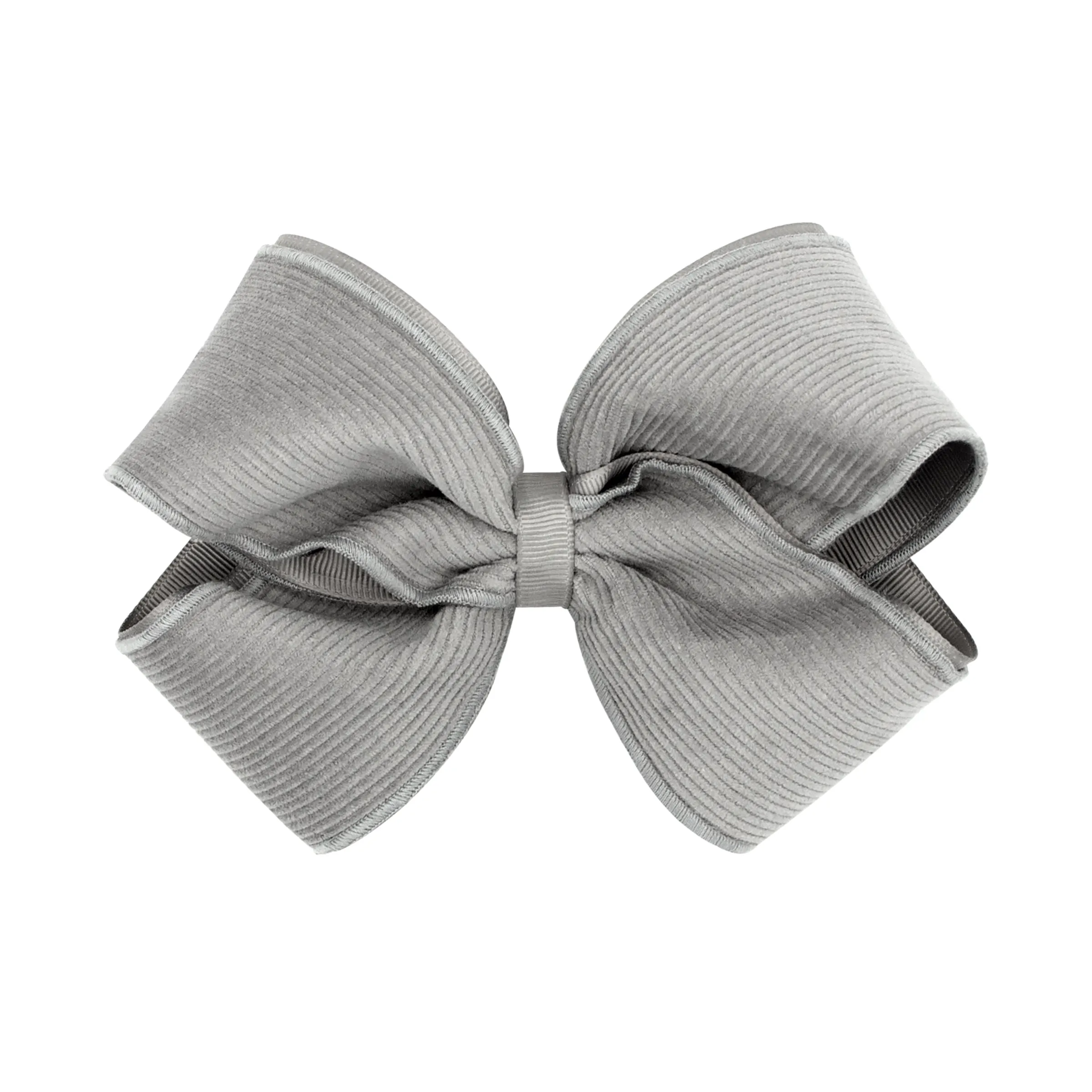 King Corduroy and Grosgrain Overlay Hair Bow on Clippie - 6 Colors