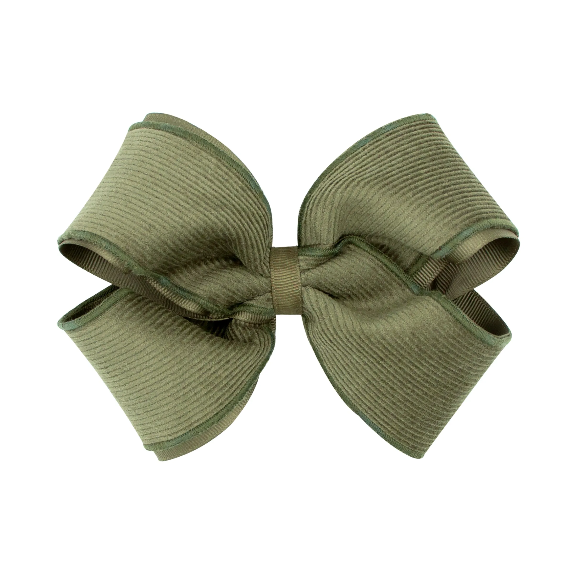 King Corduroy and Grosgrain Overlay Hair Bow on Clippie - 6 Colors