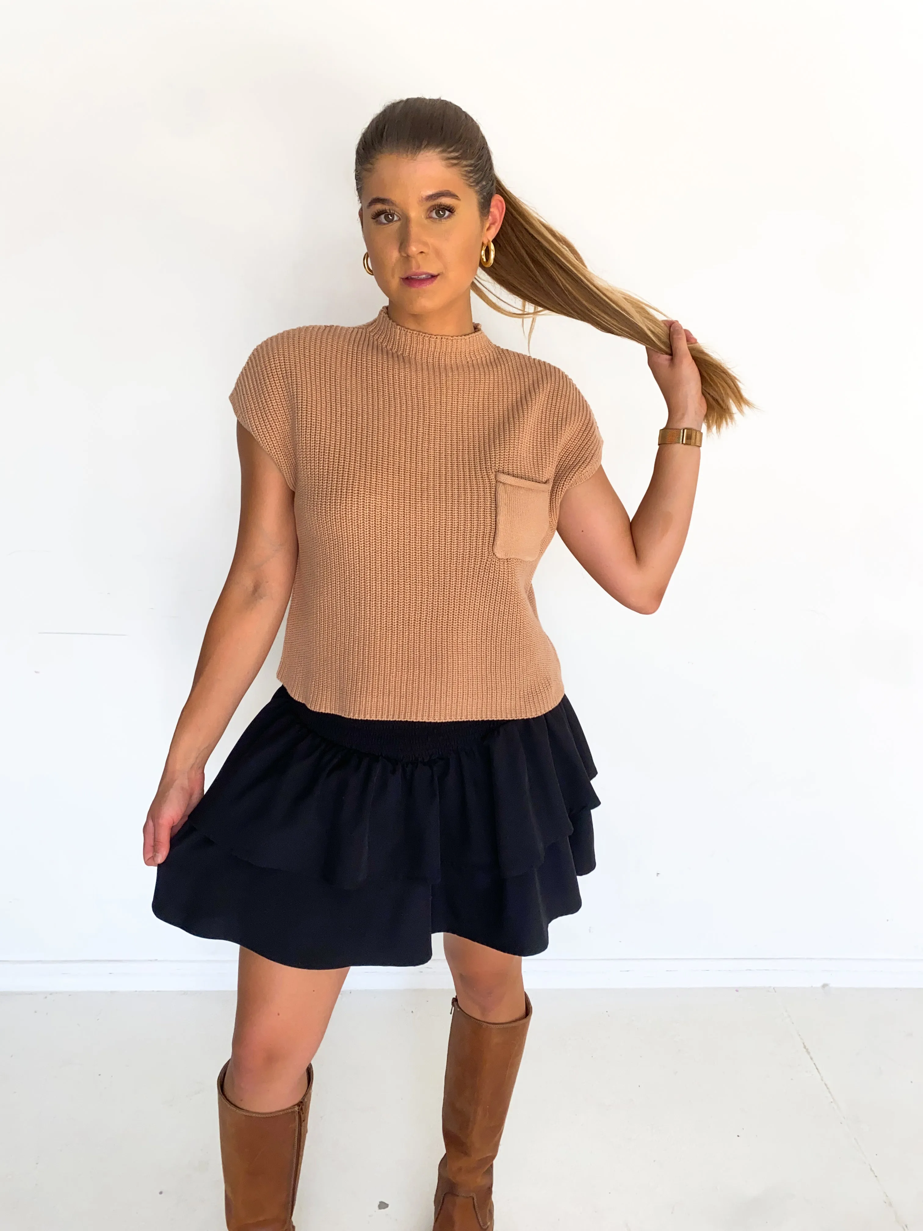 Knit Short Sleeve Sweater Top