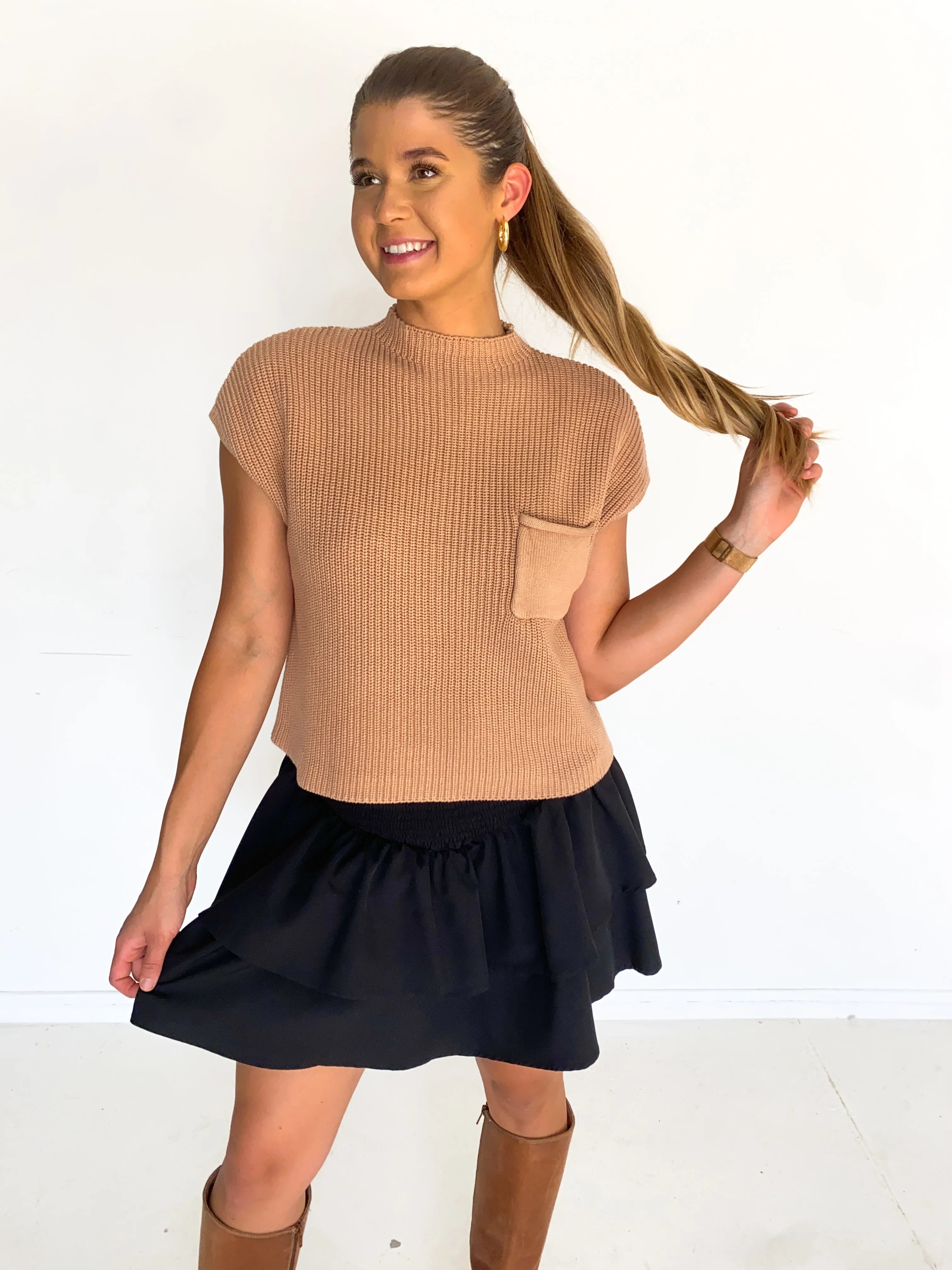 Knit Short Sleeve Sweater Top