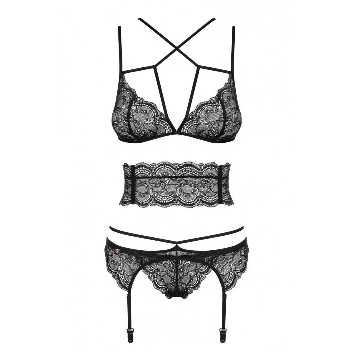 Lace Underwear Set Obsessive Frivolla Black S/M