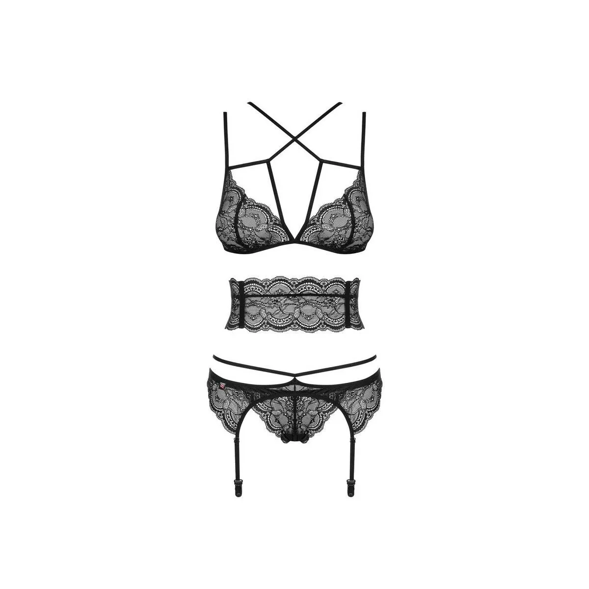 Lace Underwear Set Obsessive Frivolla Black S/M