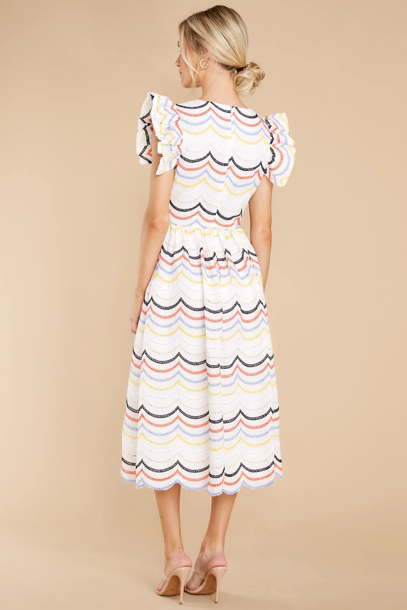 Lady In Love White Multi Eyelet Midi Dress