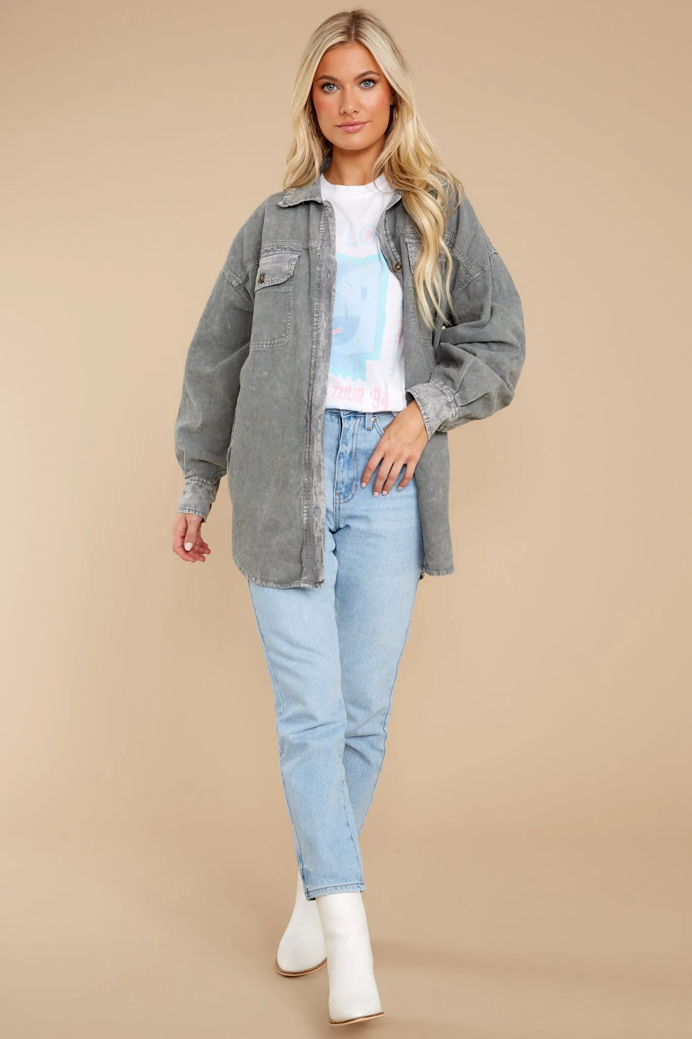 Layers To Love Washed Grey Shacket