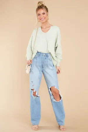 Let Her Be Cozy Pastel Mint Top