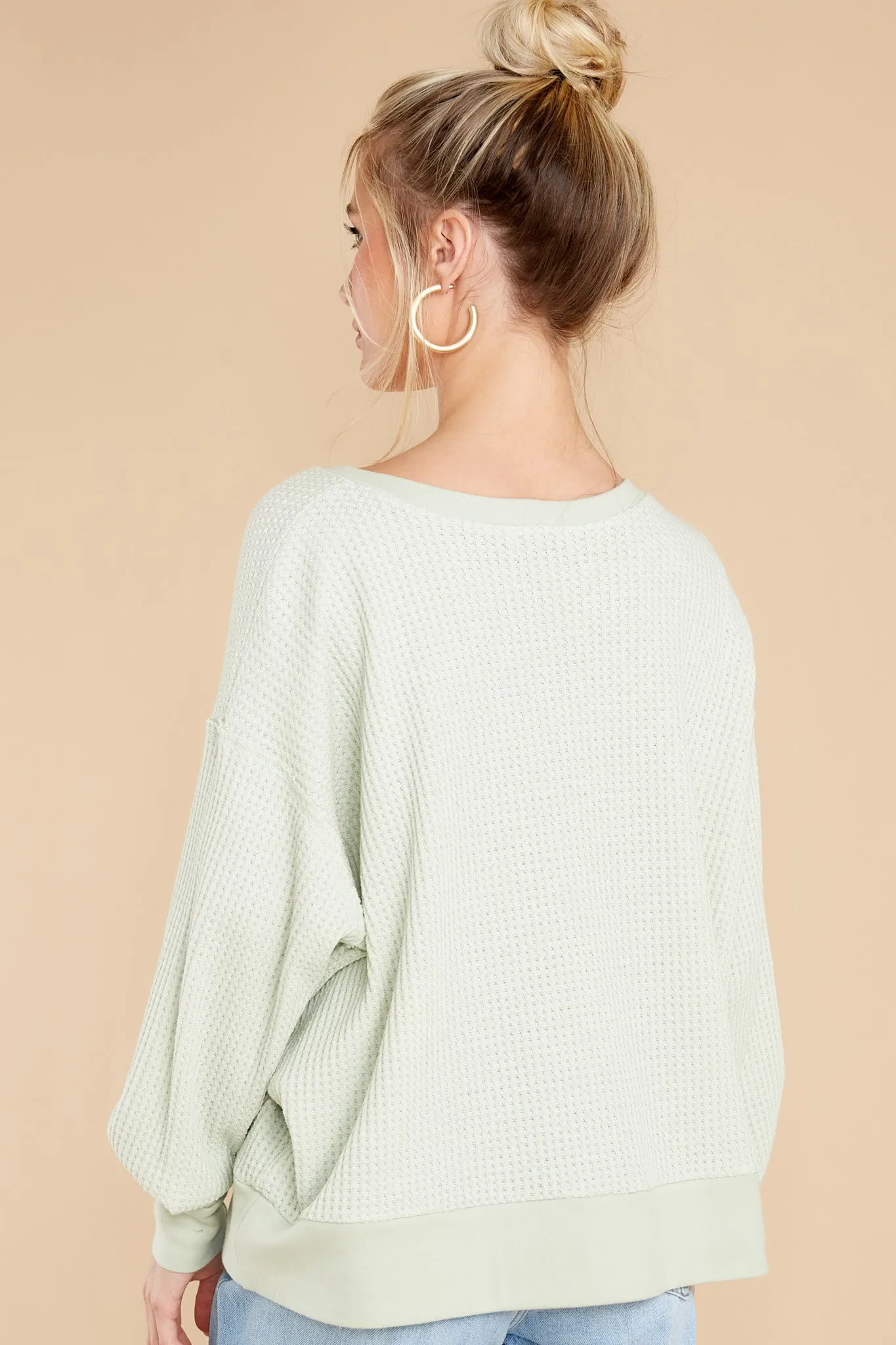 Let Her Be Cozy Pastel Mint Top