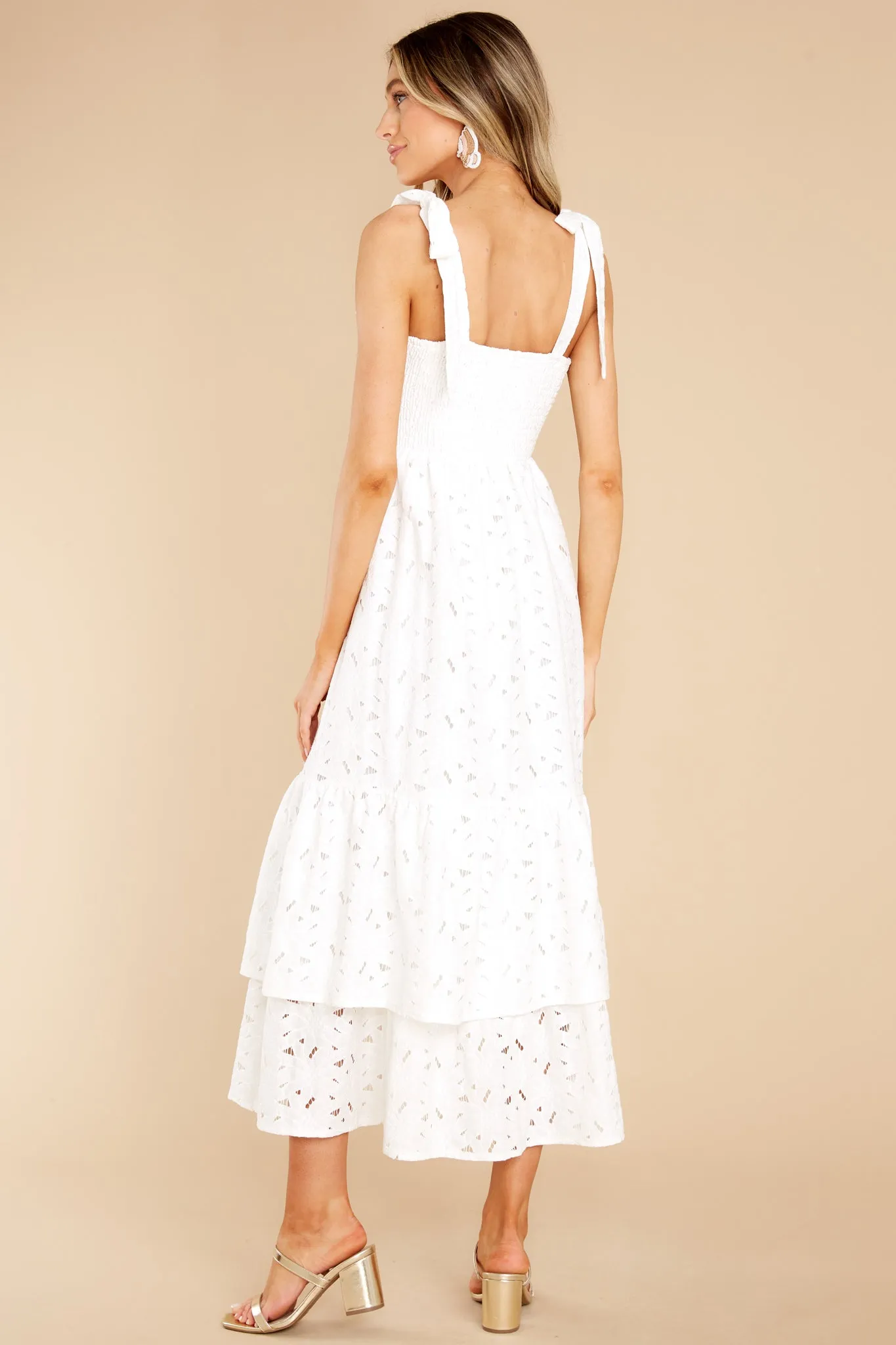 Life Is Sweet White Tiered Lace Maxi Dress