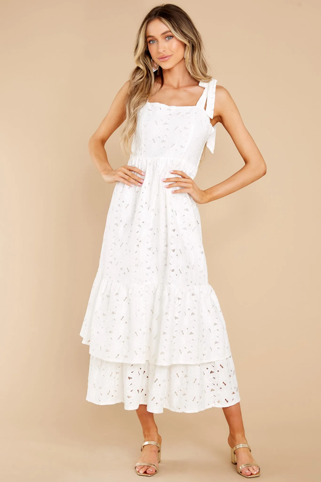 Life Is Sweet White Tiered Lace Maxi Dress