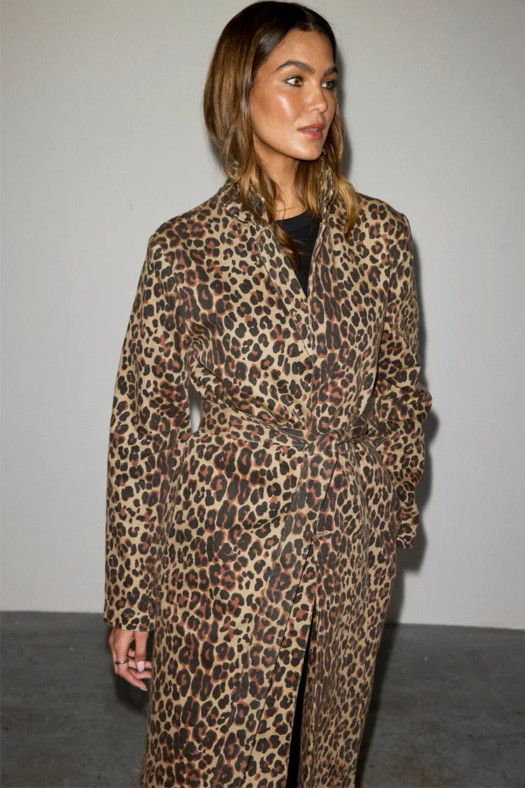 Lucia Leopard Denim 55 Coat