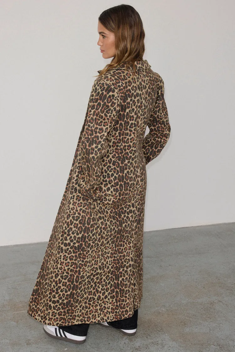 Lucia Leopard Denim 55 Coat