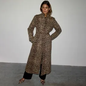 Lucia Leopard Denim 55 Coat