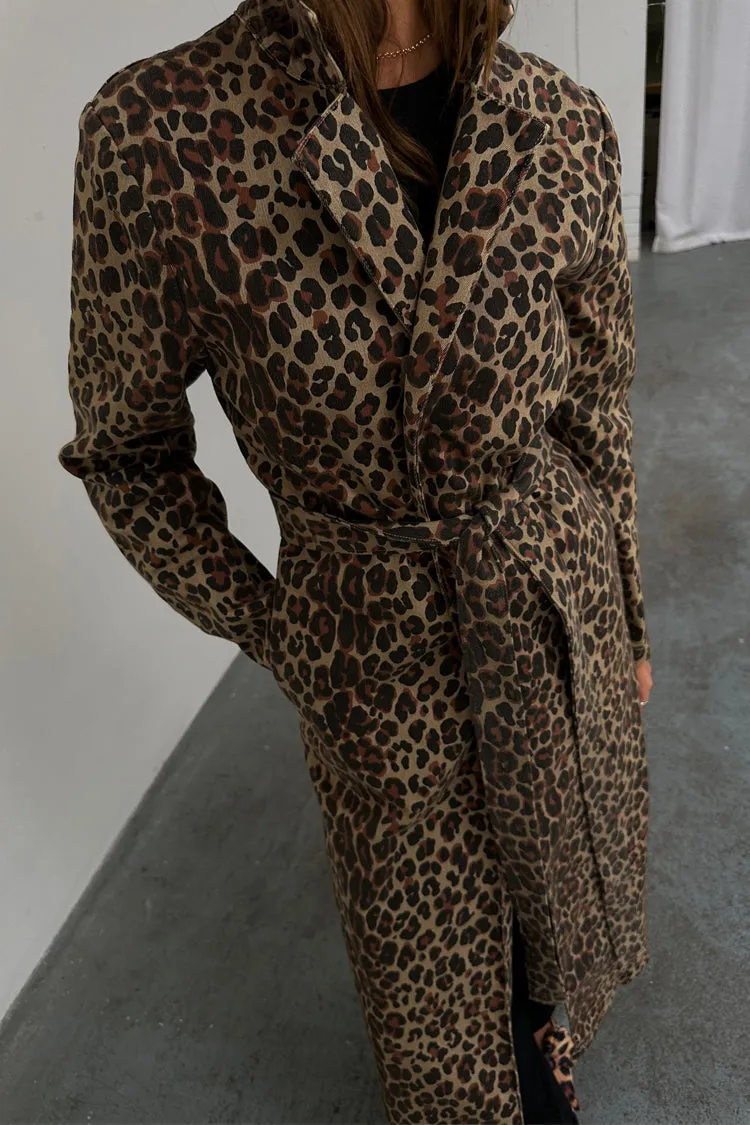 Lucia Leopard Denim 55 Coat