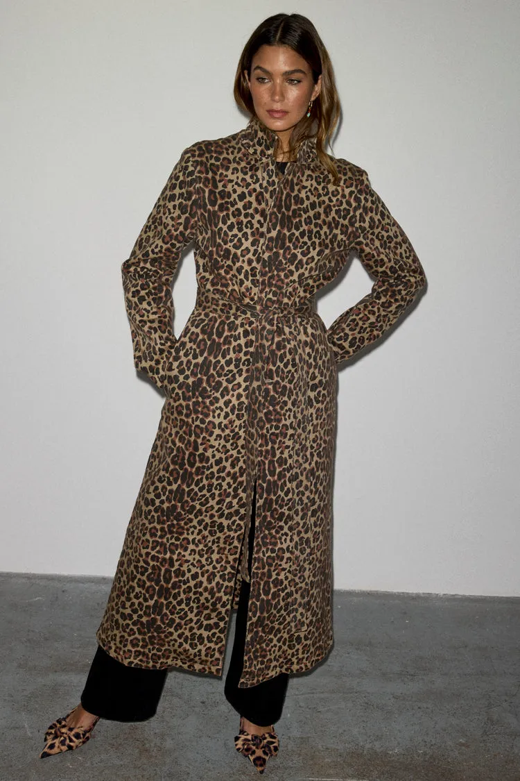 Lucia Leopard Denim 55 Coat