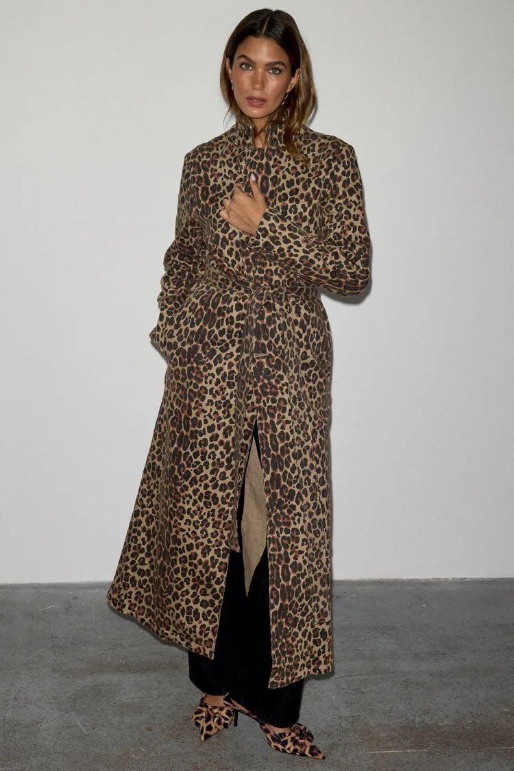 Lucia Leopard Denim 55 Coat