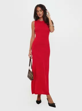 Maebie Knit Maxi Dress Red